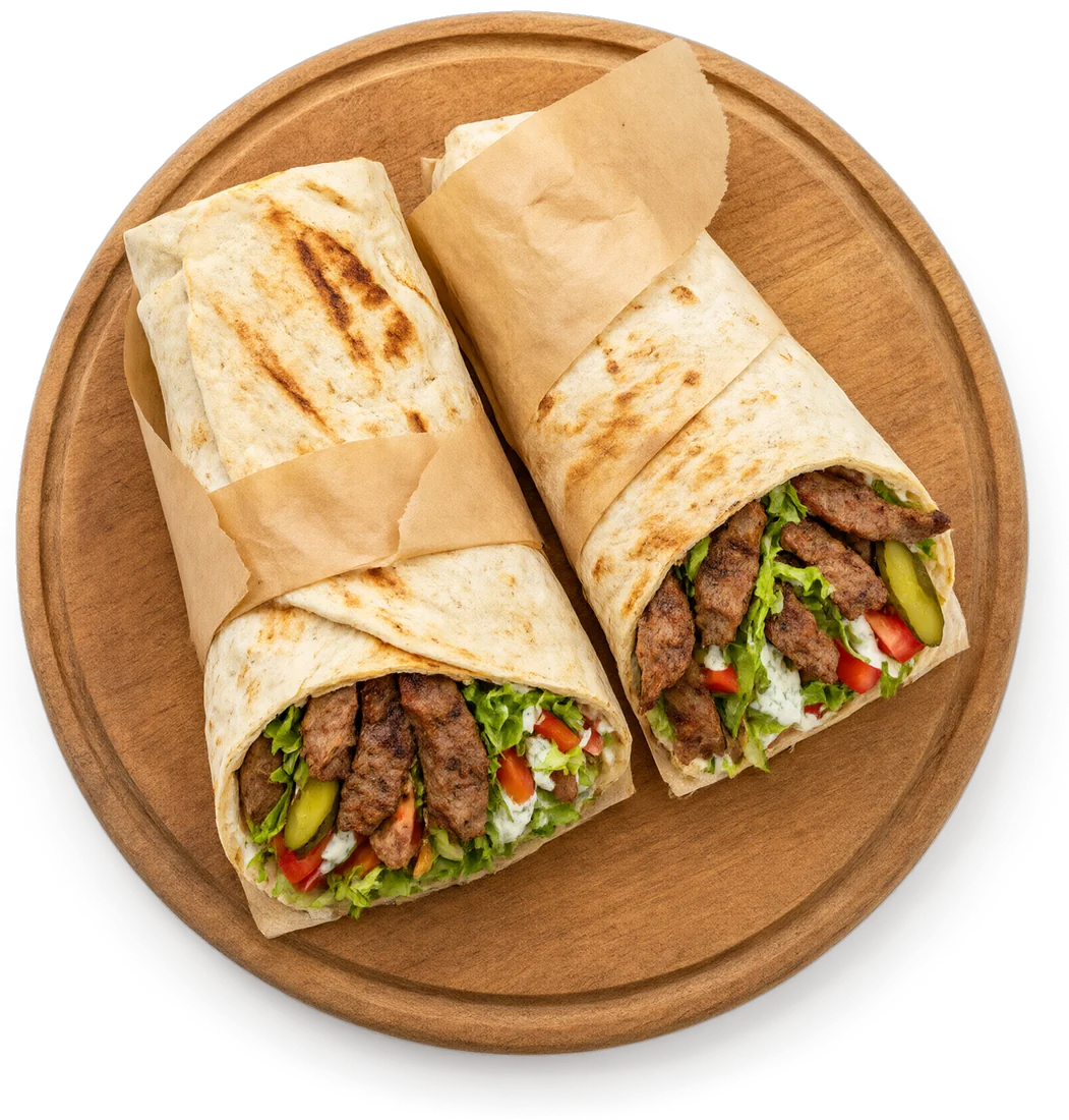 Balutan kebab Al Harris dalam roti Arab
